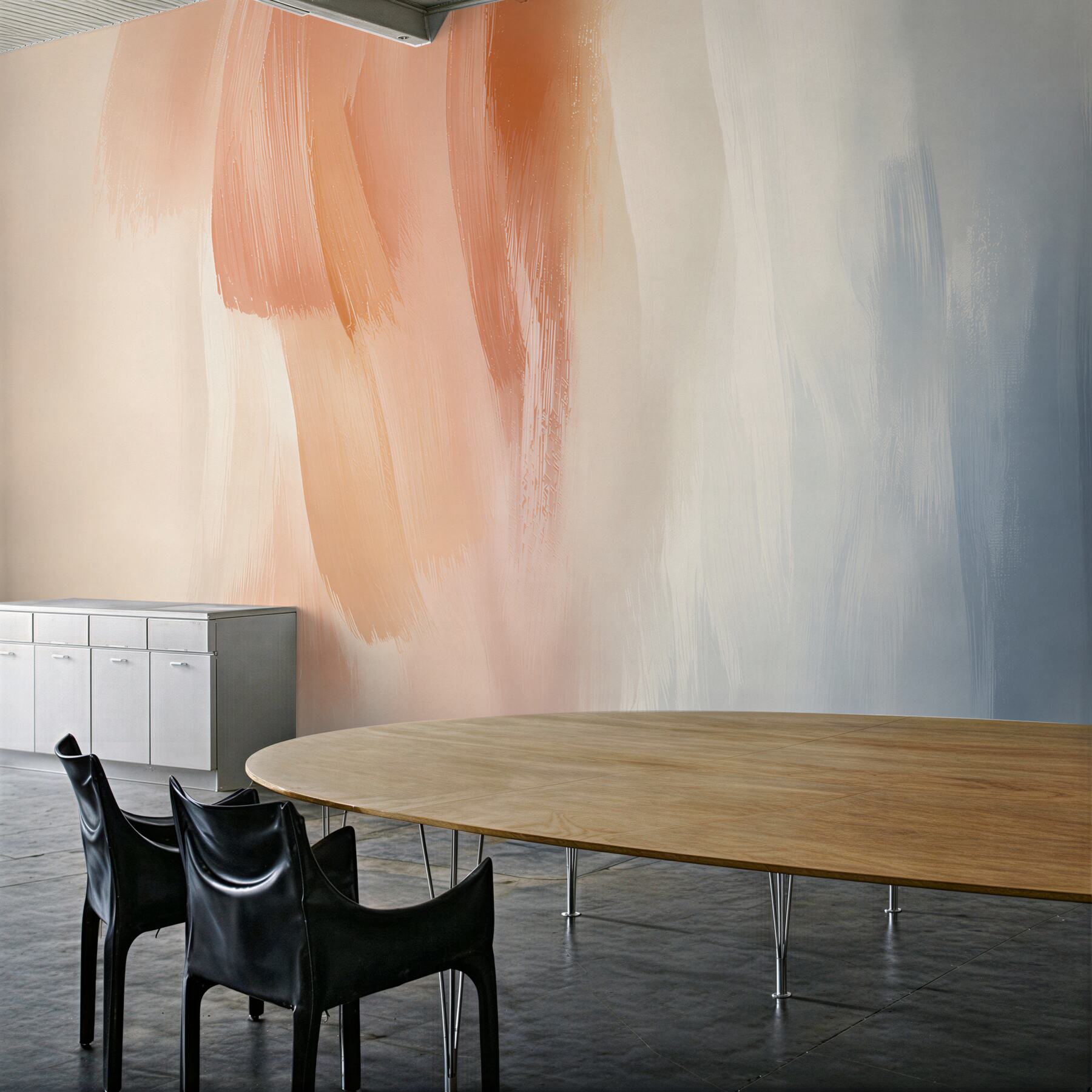 Fototapeten abstrakte Pinselstriche in Pastellrosa und Blau