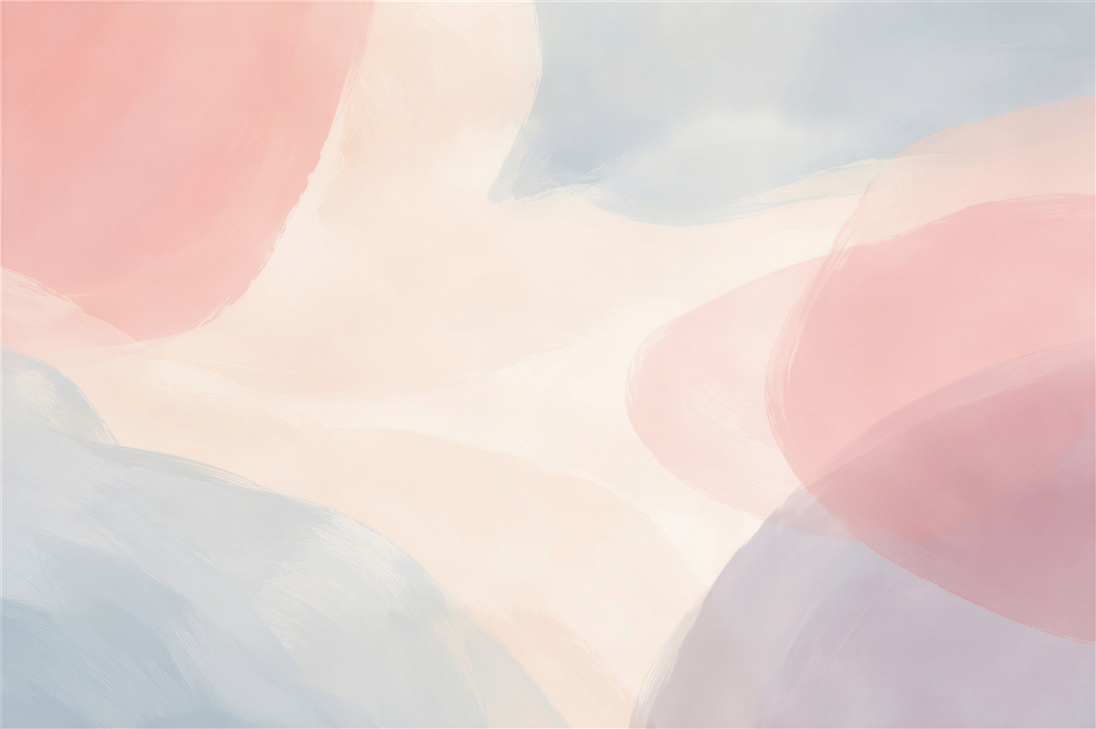 Fototapeten abstrakte Pastellflecken in Rosa und Blau für das Schlafzimmer