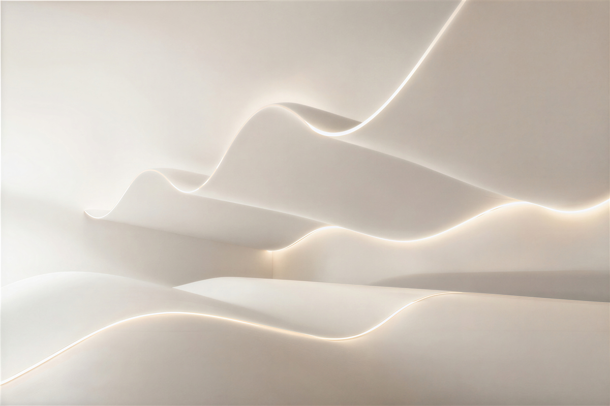 Fototapeten abstrakte lichtwellen beige modern 3D