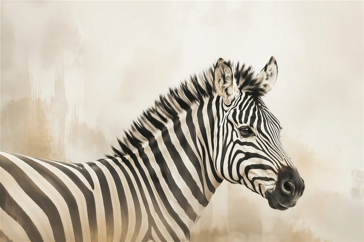 Fototapeten schwarz-weißer Zebra-Porträt auf hellem Hintergrund