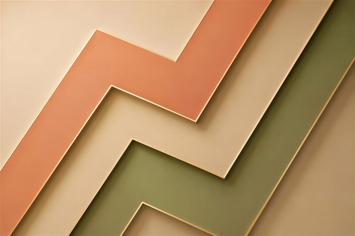 Fototapeten geometrische Streifen beige, olivgrün und terrakotta modern