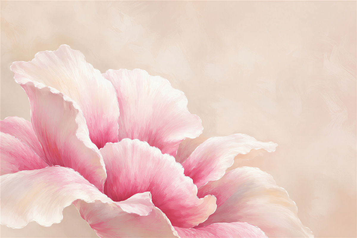 Fototapeten rosa 3D-Blume auf beigem Hintergrund zart elegant