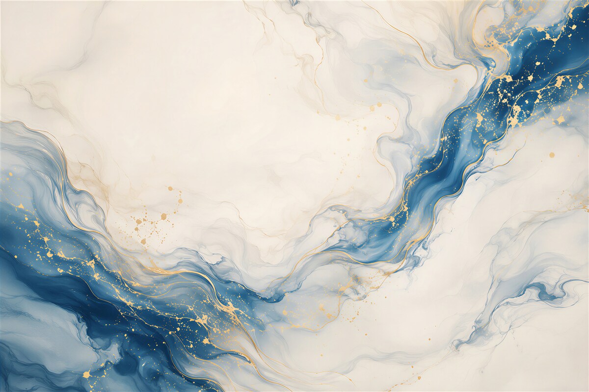 Fototapeten abstrakter Marmor in Blau und Gold auf hellem Hintergrund modern