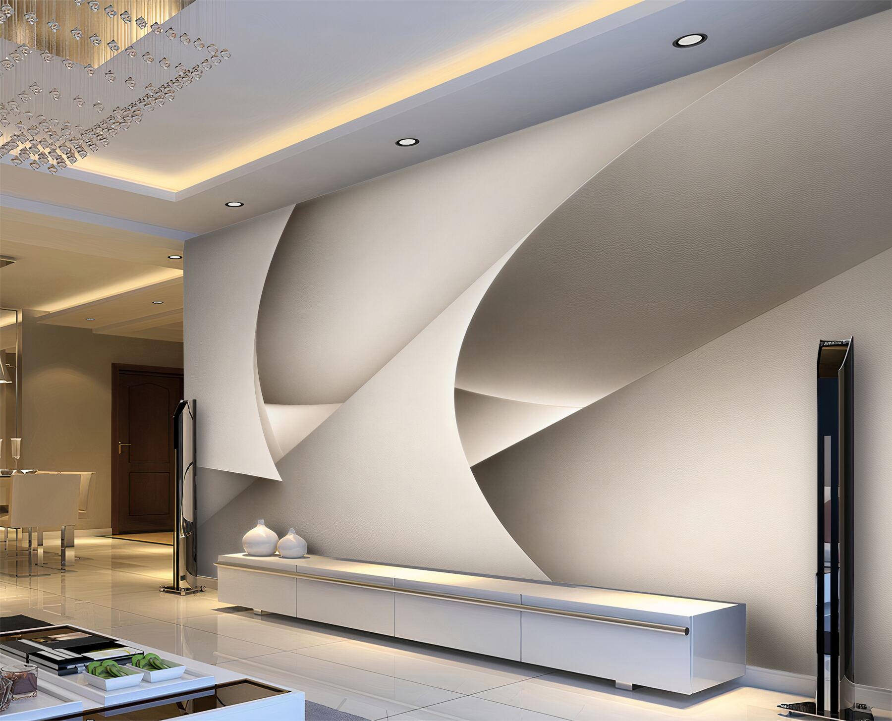 Fototapeten geometrische Abstraktion beige modern für elegantes Interieur
