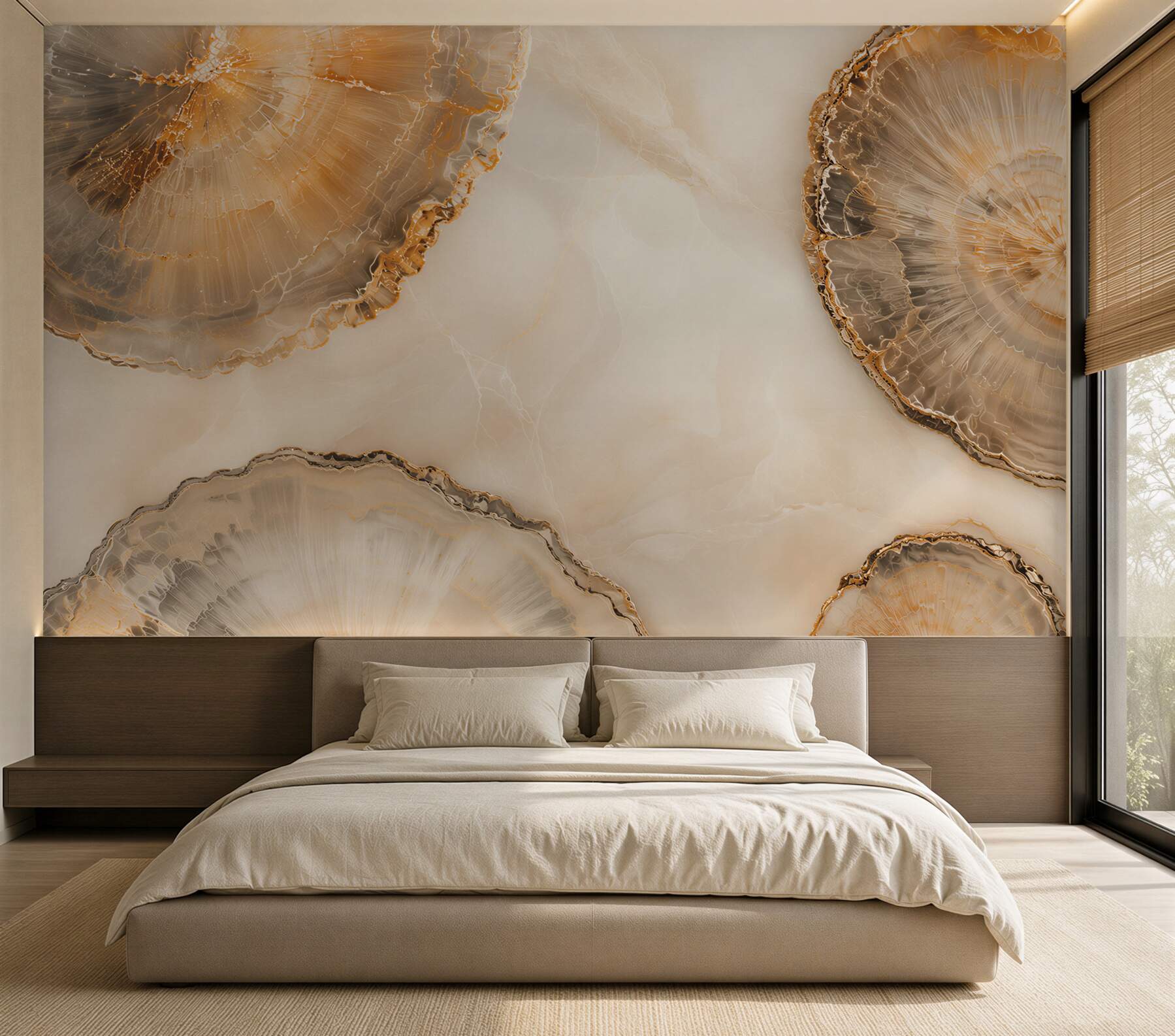 Fototapeten beige-goldene Achat elegantes Steindesign für ein modernes Interieur