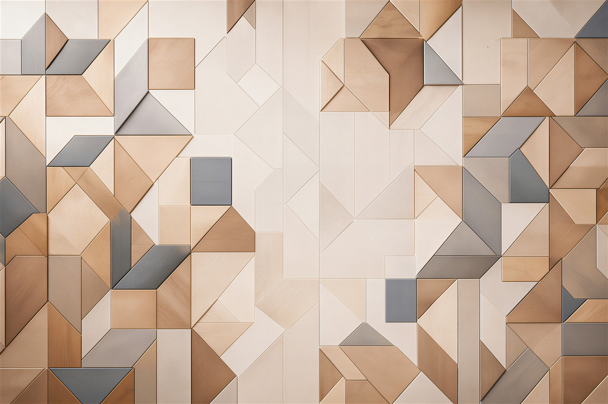 Fototapeten geometrische Holzpaneele beige-grau modern 3D
