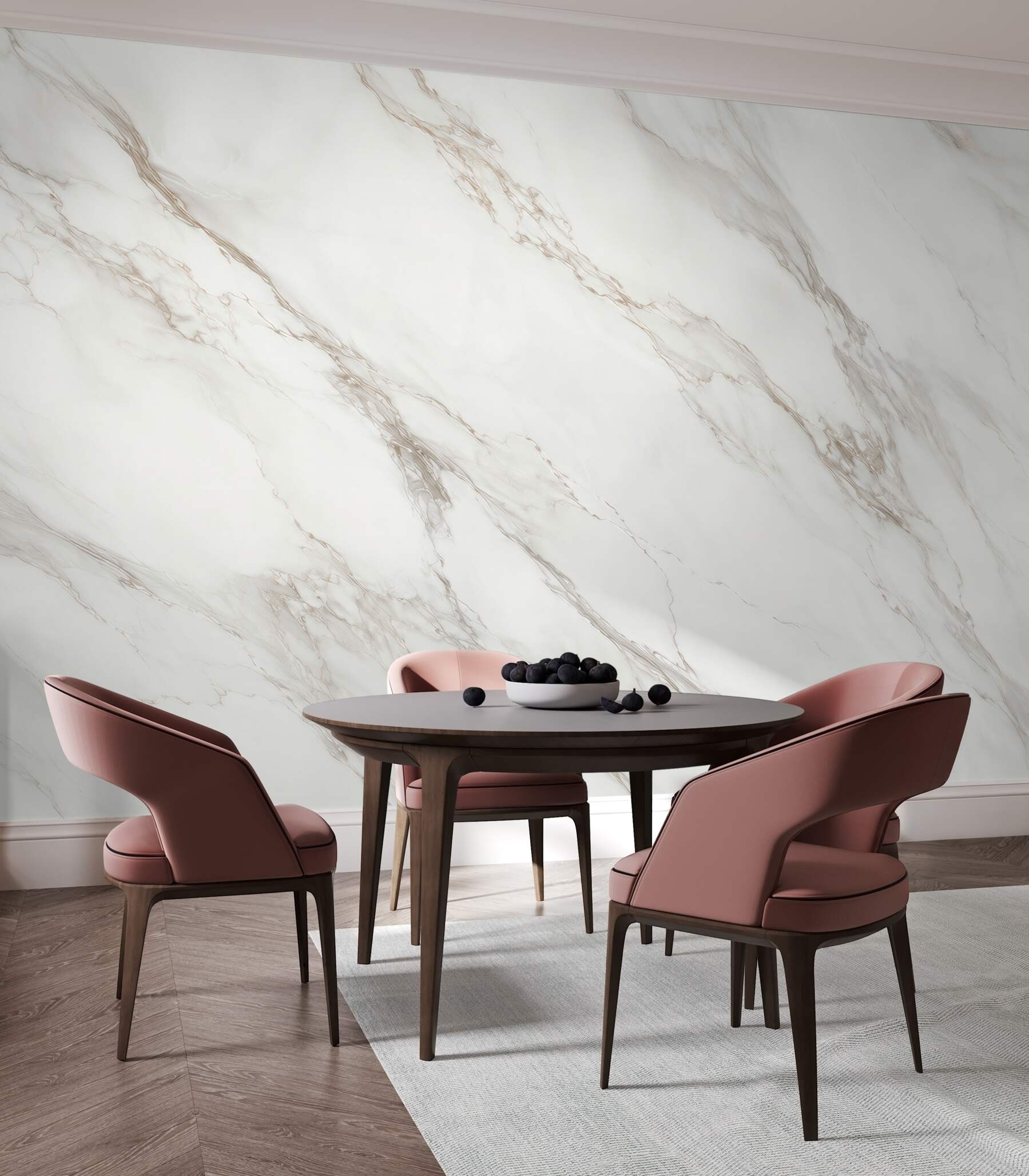 Fototapeten weißer Marmor mit zarten beigen Adern moderne Eleganz