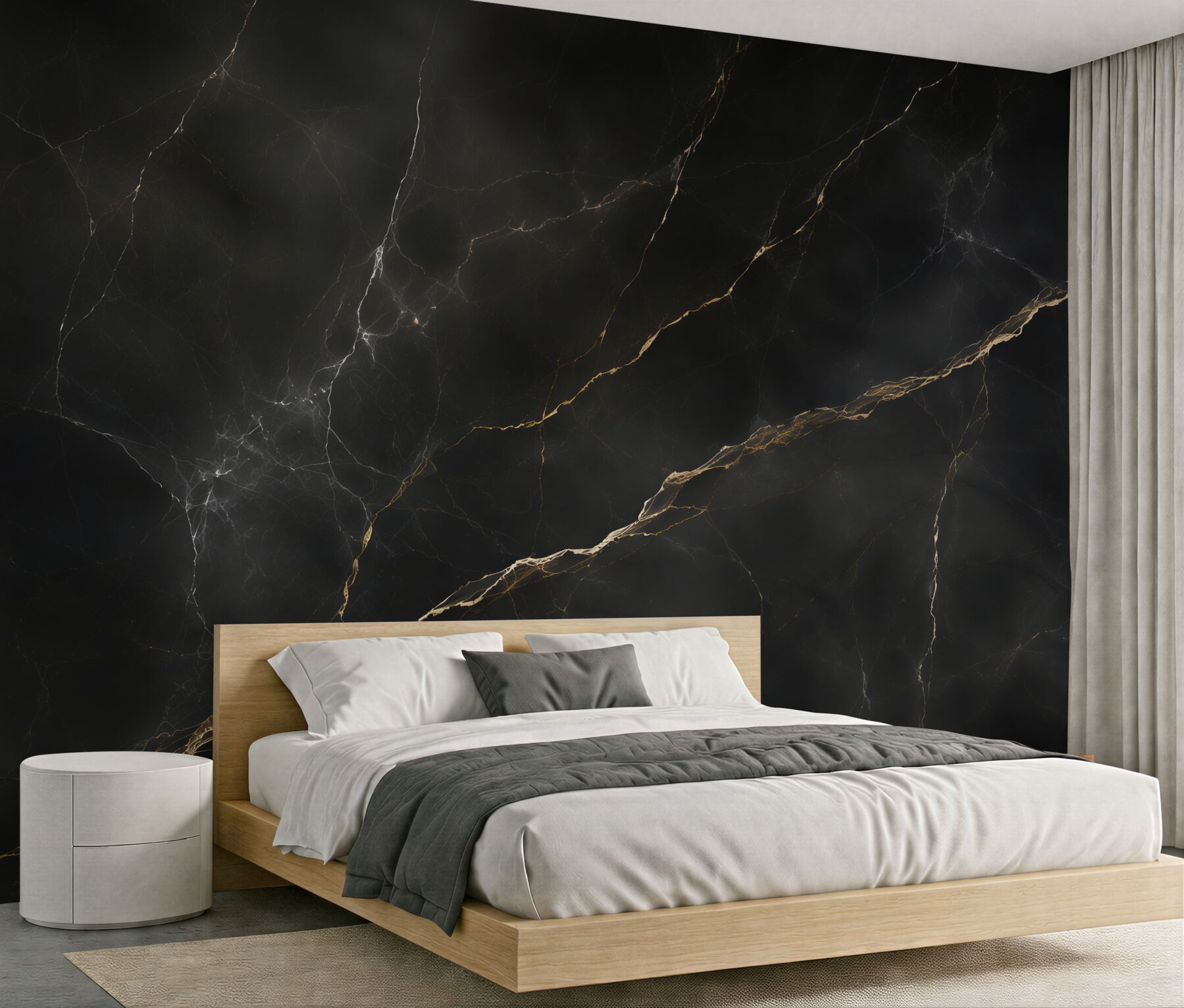 Fototapeten schwarzer Marmor mit goldenen Adern elegant für ein modernes Interieur