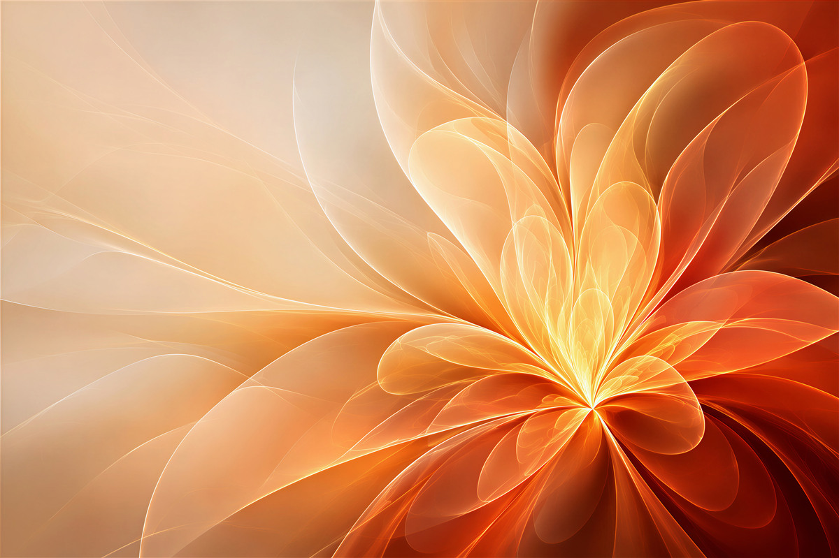 Fototapeten abstrakte leuchtende orange Blume modern