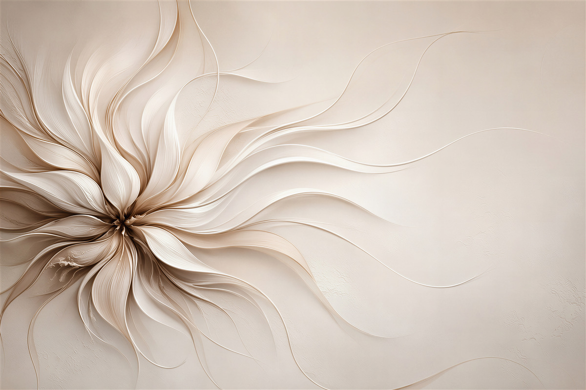 Fototapeten abstrakte 3D-Blume in Beige modern