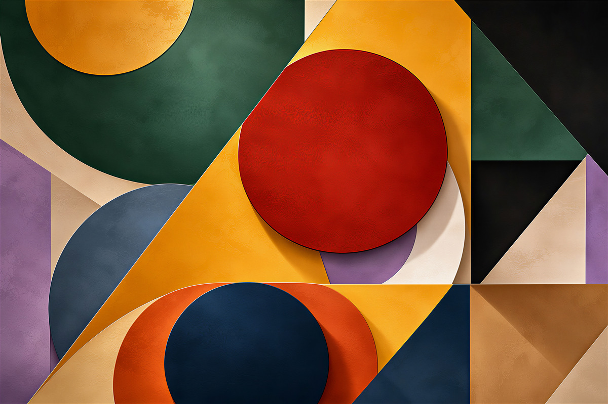 Fototapeten geometrische Abstraktion mit bunten Kreisen modern