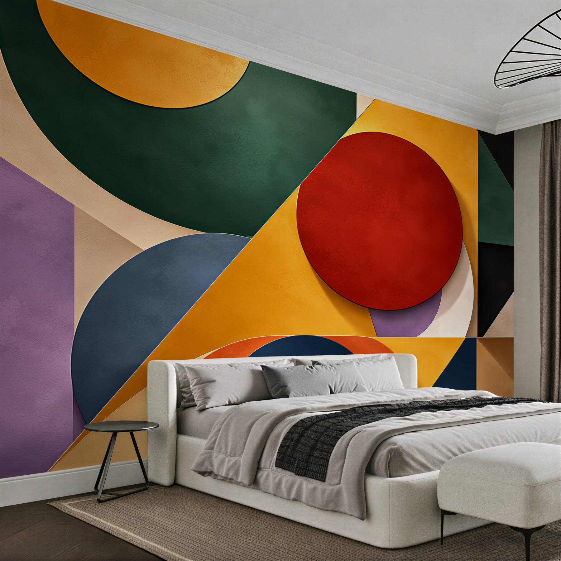 Fototapeten geometrische Abstraktion mit bunten Kreisen modern