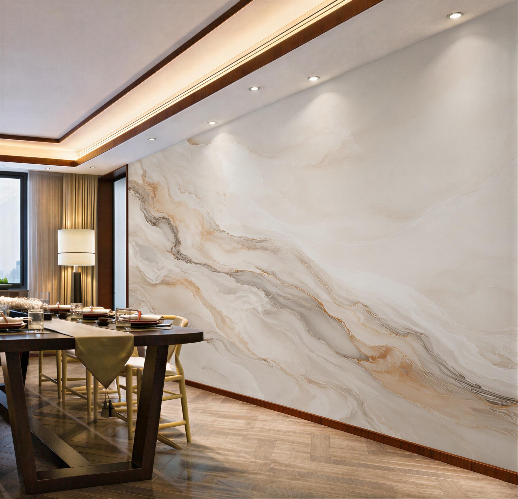 Fototapeten beiger Marmor mit goldenen Adern elegant für das Wohnzimmer