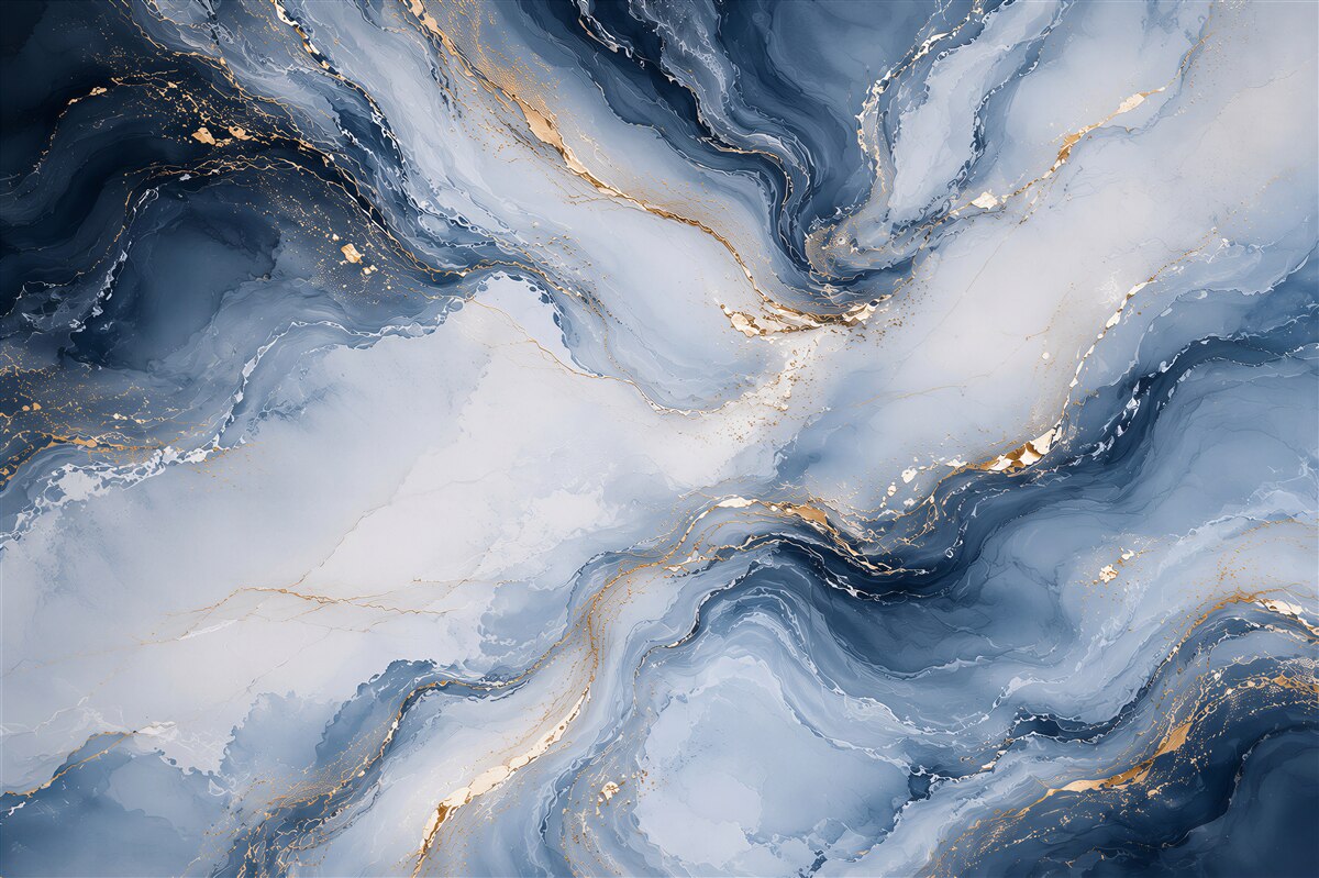 Fototapeten abstrakter Marmor marineblau mit goldenen Akzenten