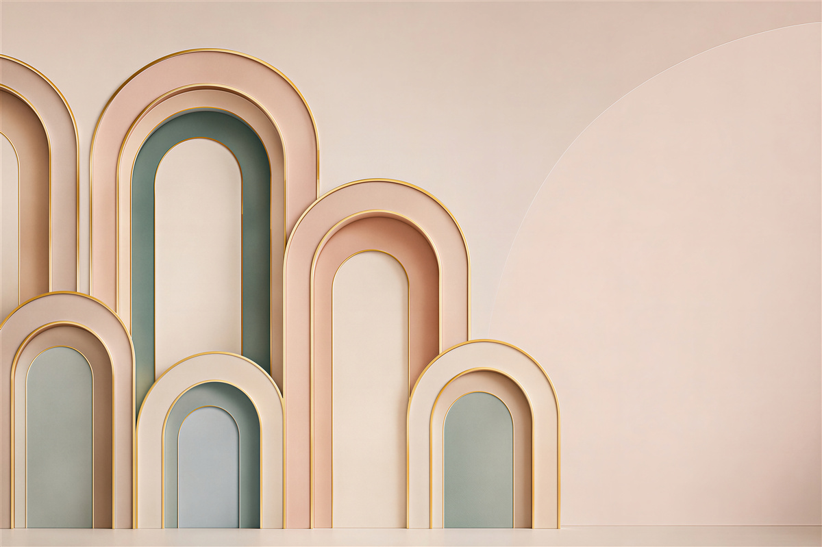 Fototapeten geometrische Bögen beige moderne Abstraktion 3D