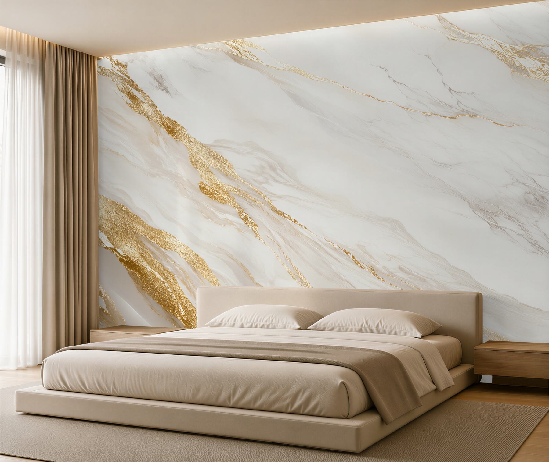 Fototapeten weißer marmor mit goldenen Adern elegant für das Wohnzimmer