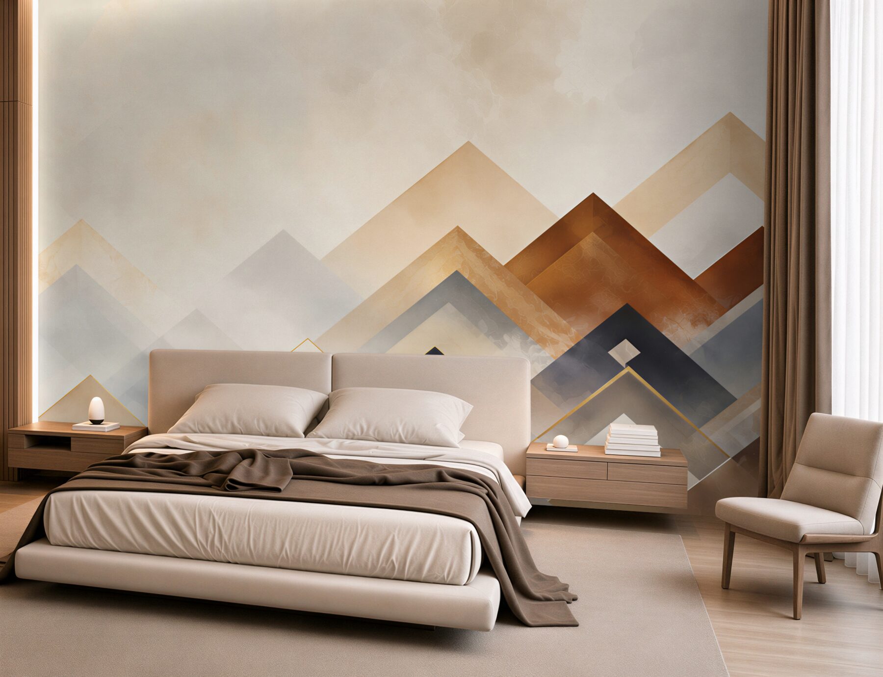 Fototapeten abstrakte geometrische Gipfel beige braun modern