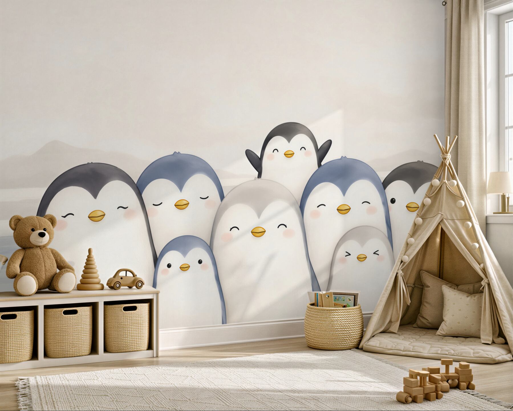 Fototapeten Pinguine mit Ballon