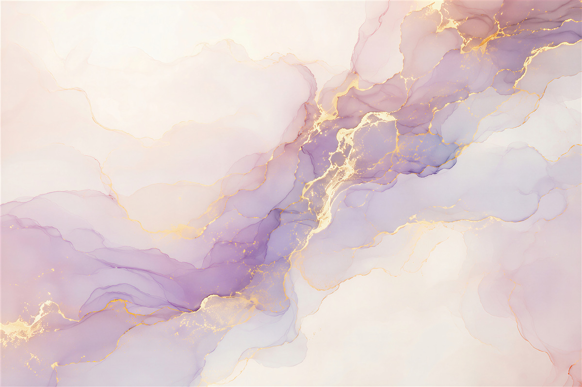 Fototapeten flüssiges Lilac mit Gold