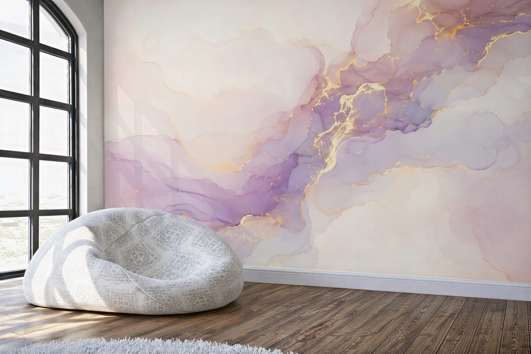 Fototapeten flüssiges Lilac mit Gold