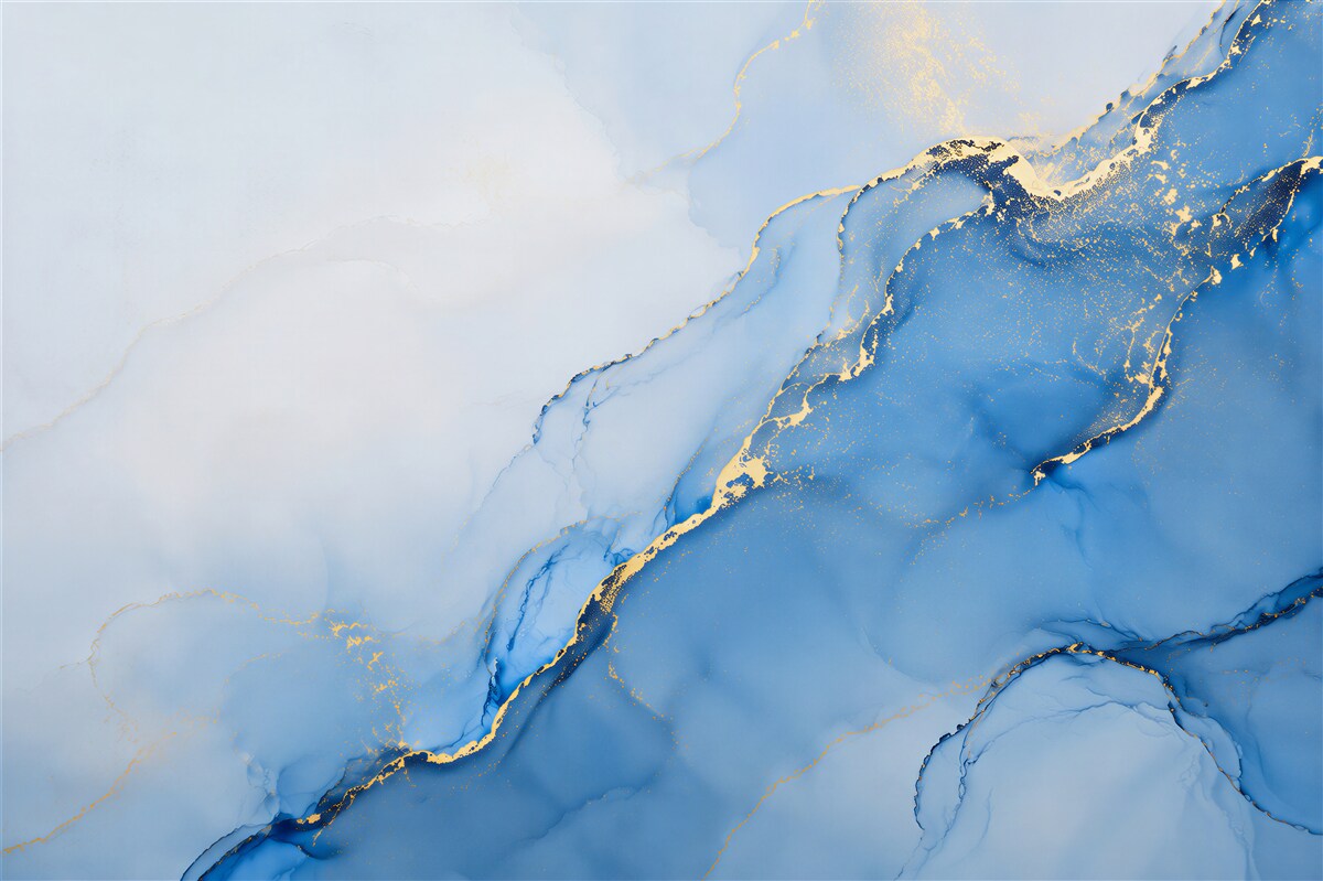 Fototapeten blaue Wellen mit Gold