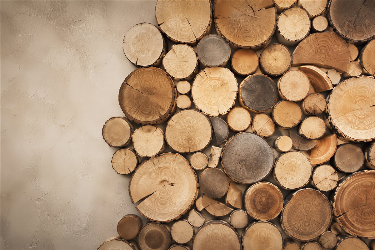 Fototapeten mehrfarbige Holzscheiben