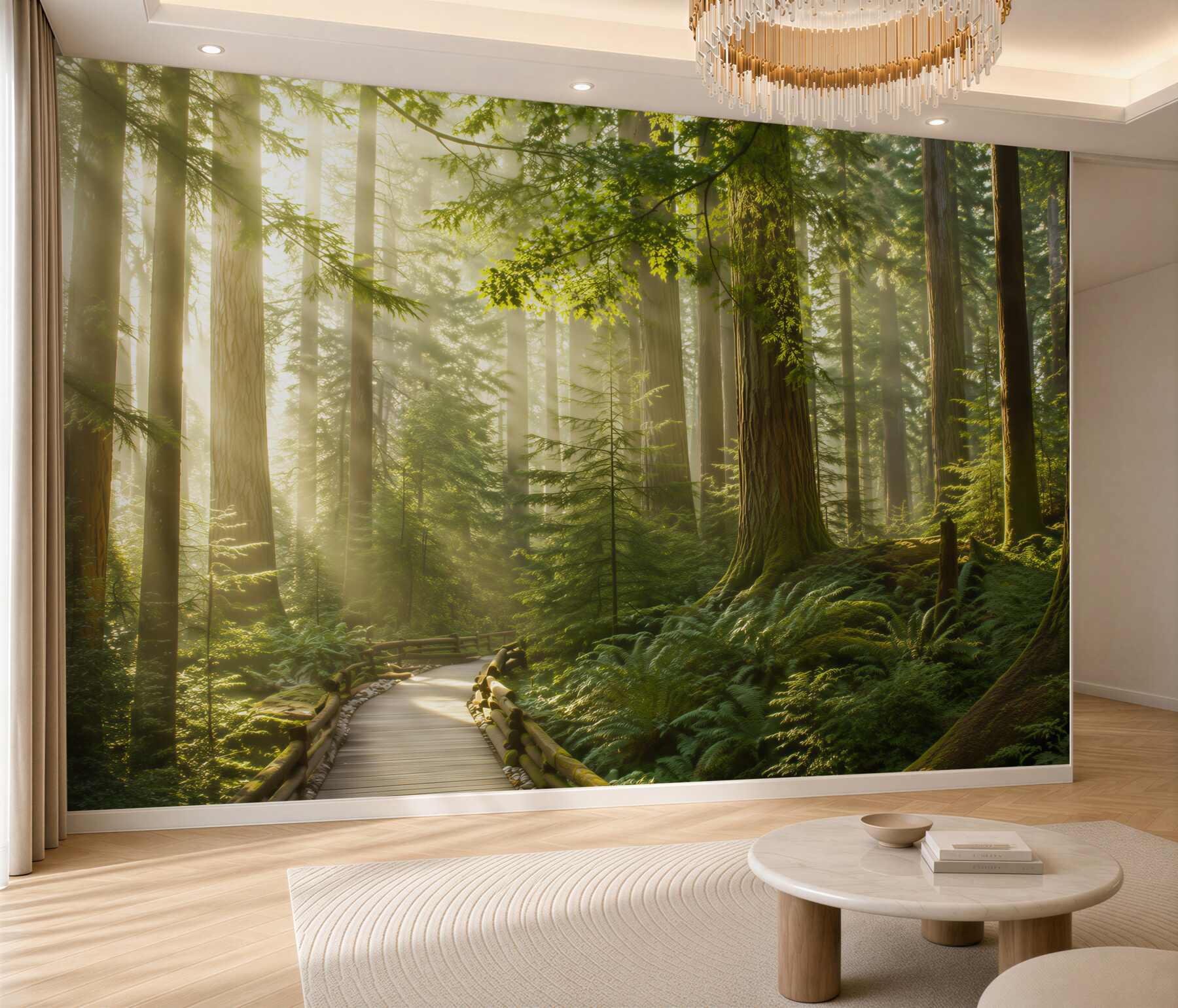 Fototapeten Touristenhängeseilbrücke im Wald