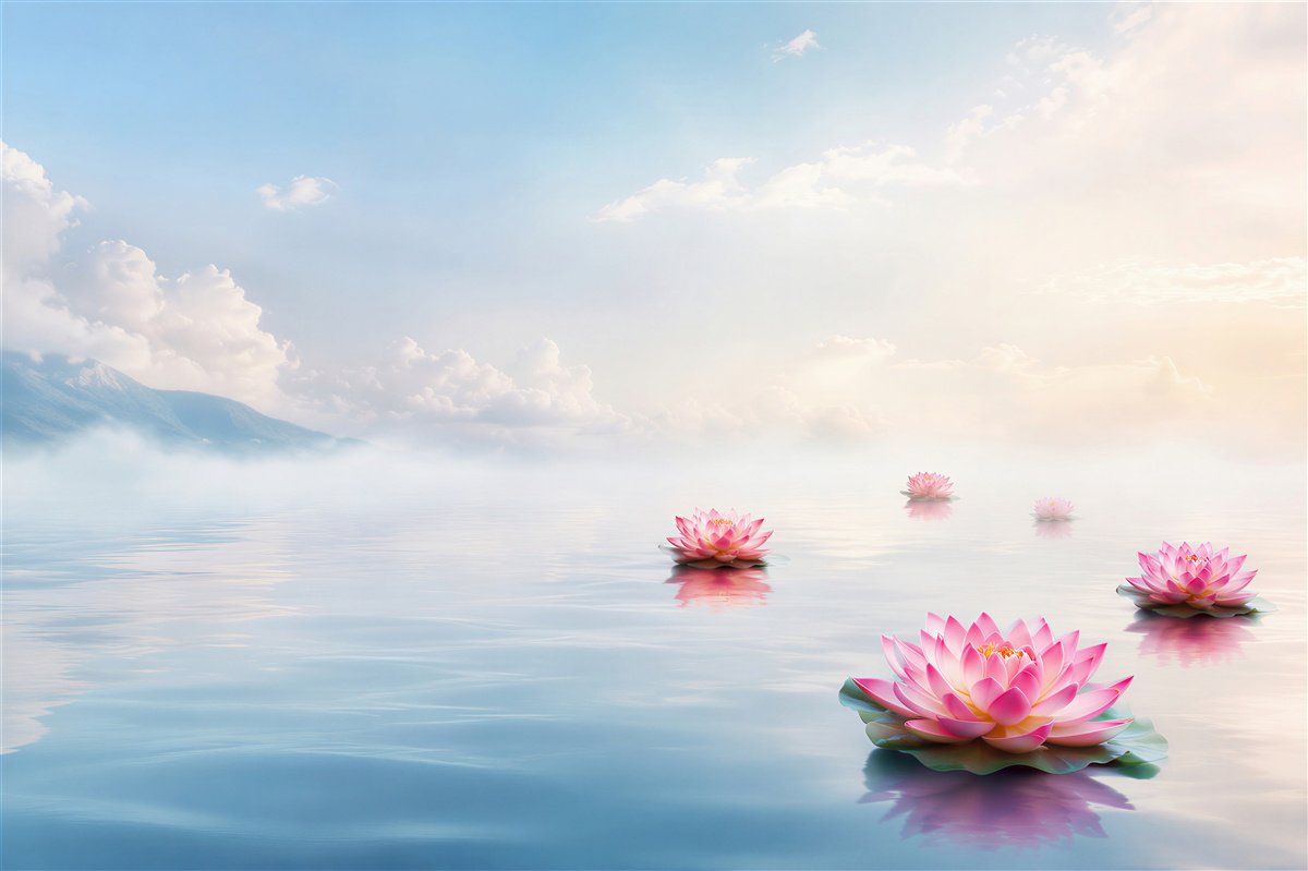 Fototapeten lila Lotusblüten auf dem Wasser