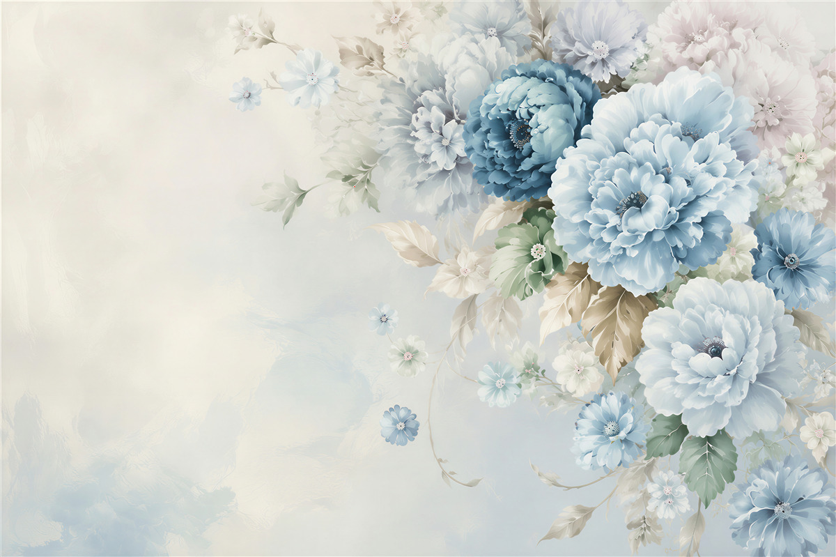 Fototapeten Komposition aus lila und blauen Blumen