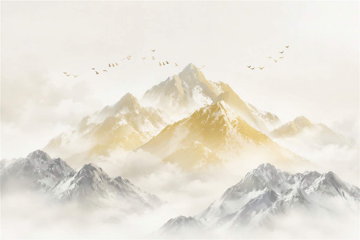 Fototapeten goldene Gipfel der Gebirgsketten