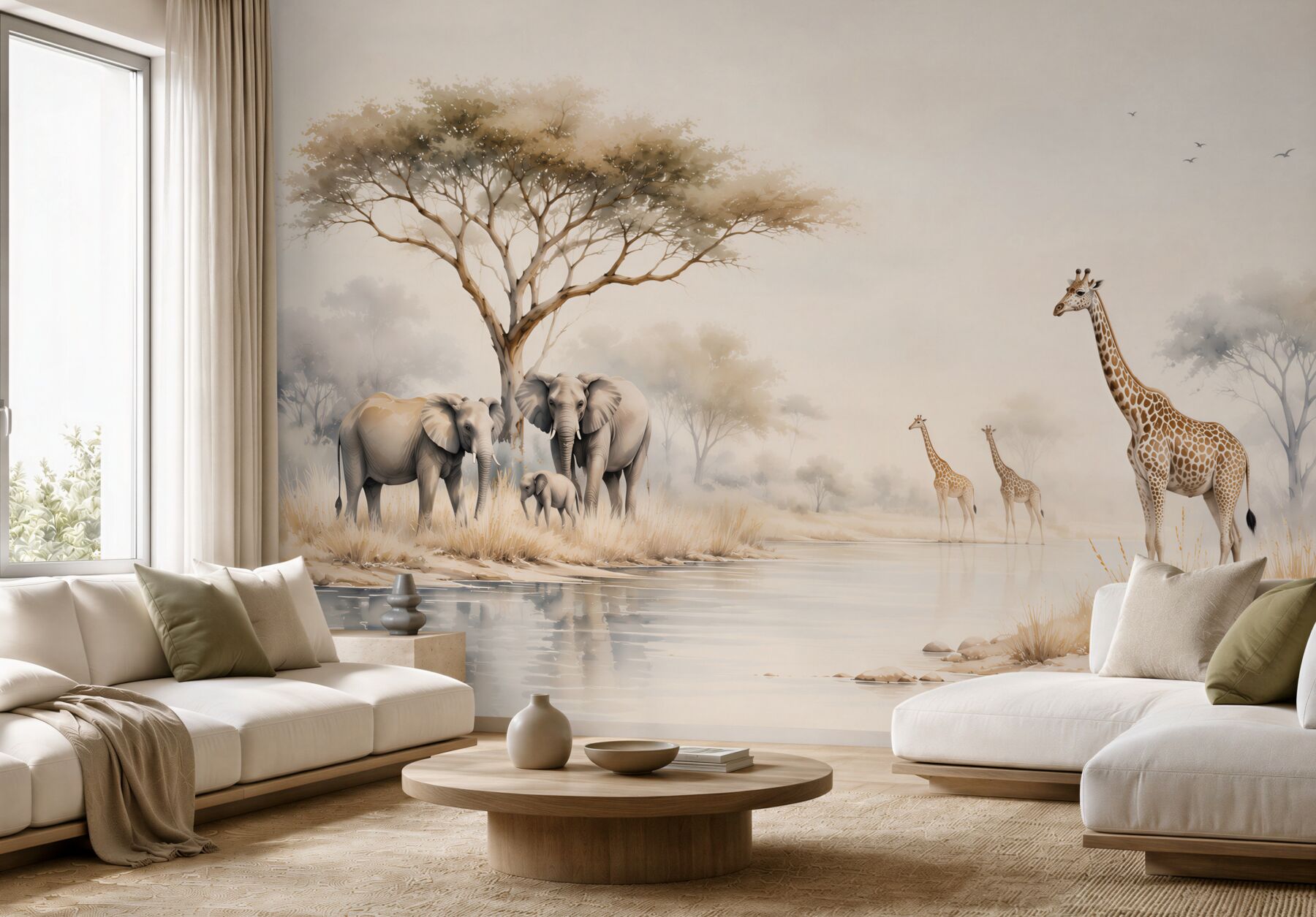 Fototapeten Afrikanische Tiere am Wasserloch