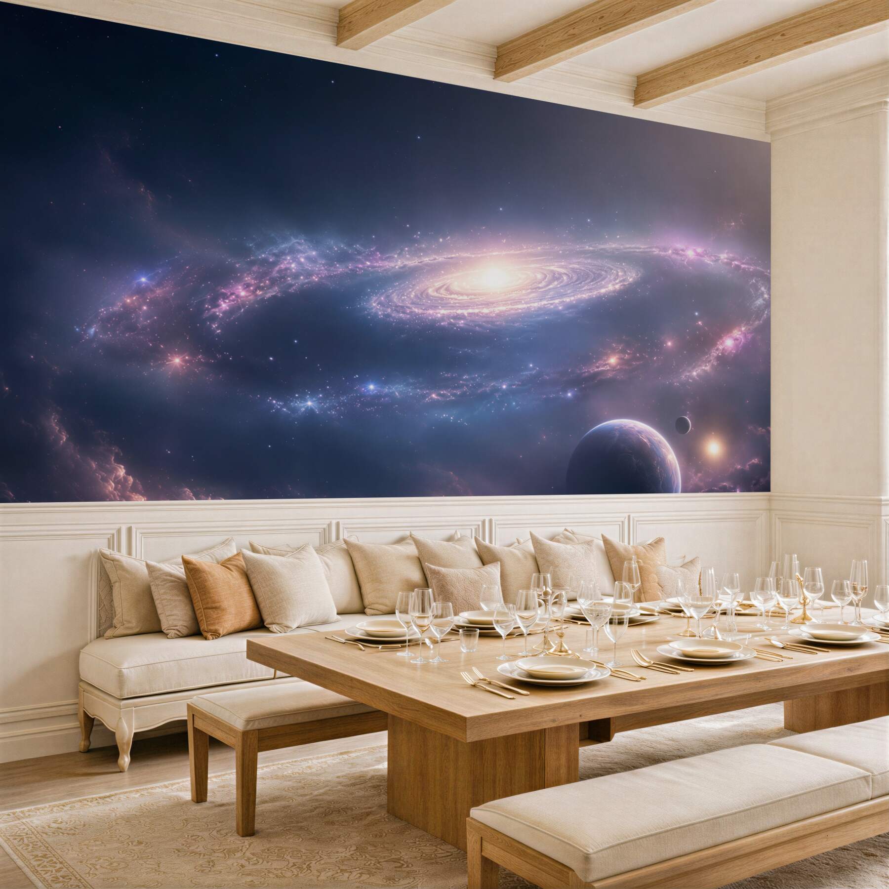Fototapeten Galaxien-System um sich herum