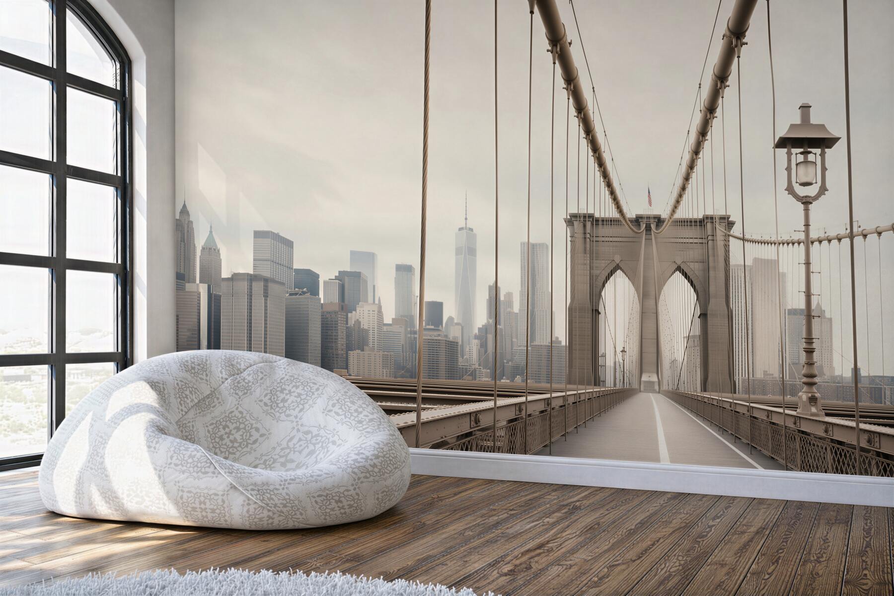 Fototapeten Brooklyn-Brücke in Schwarz-Weiß