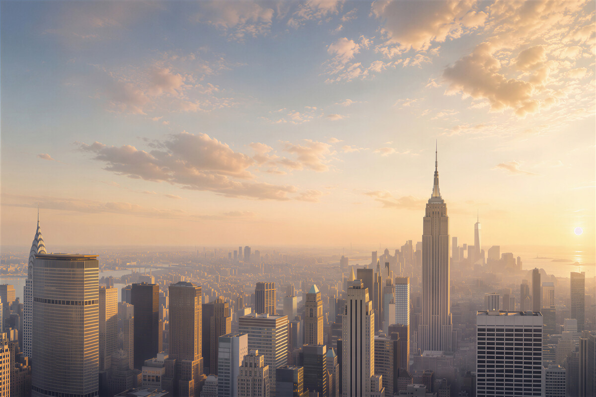 Fototapeten New York bei Sonnenuntergang