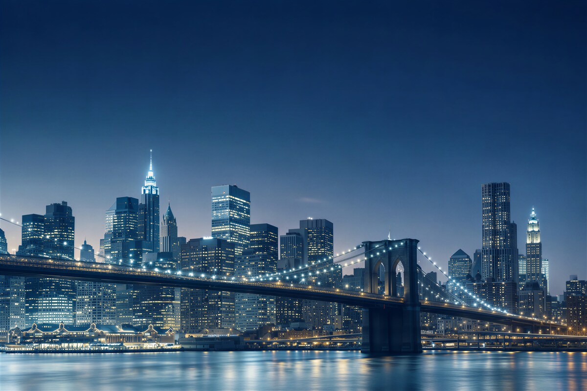 Fototapeten Brooklyn Bridge bei Nacht