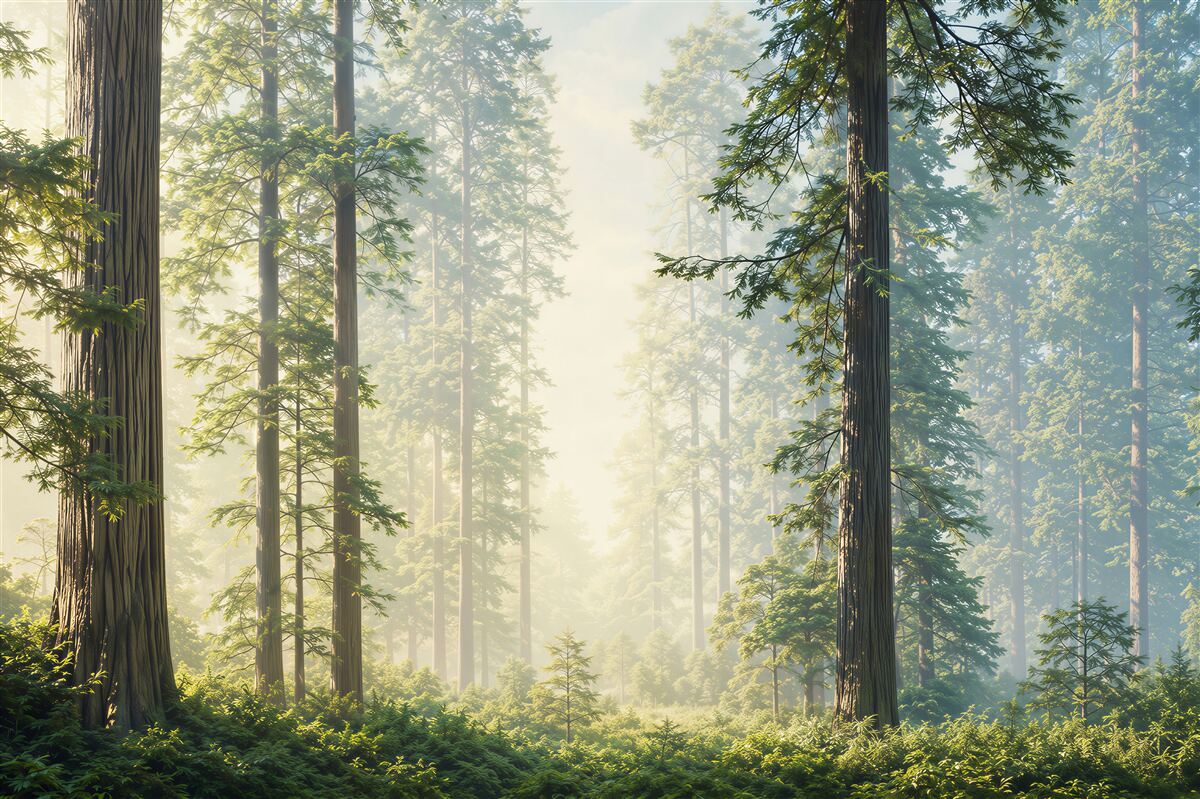 Fototapeten gemischter Waldnebel