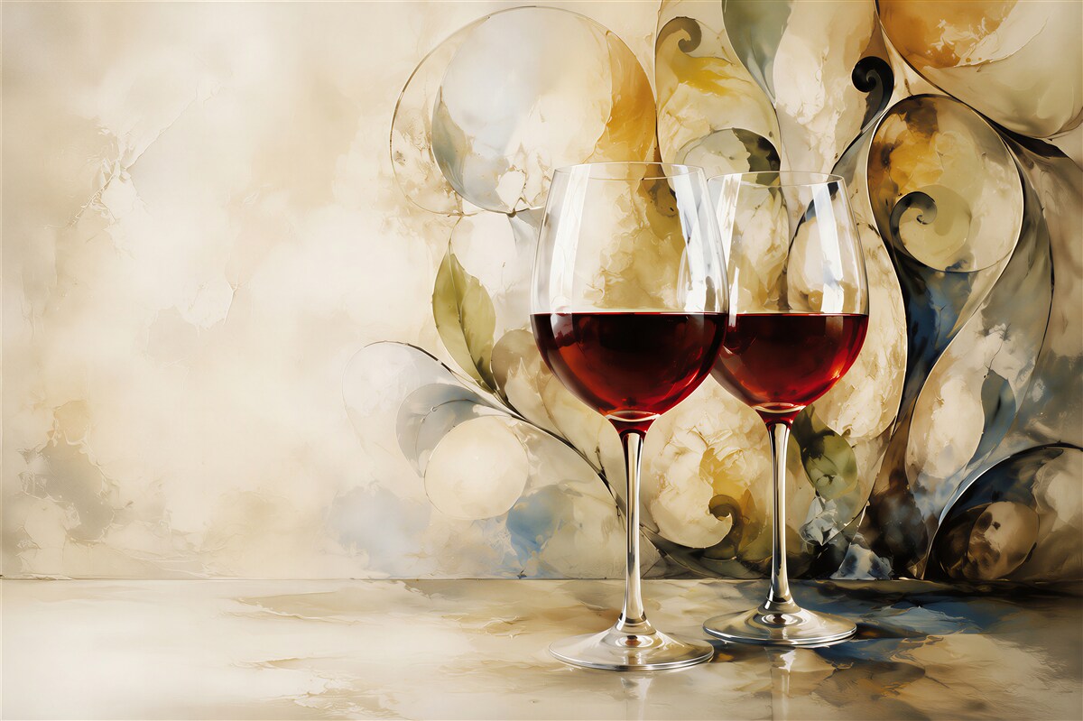 Fototapeten Weinmotiv im kubistischen Stil