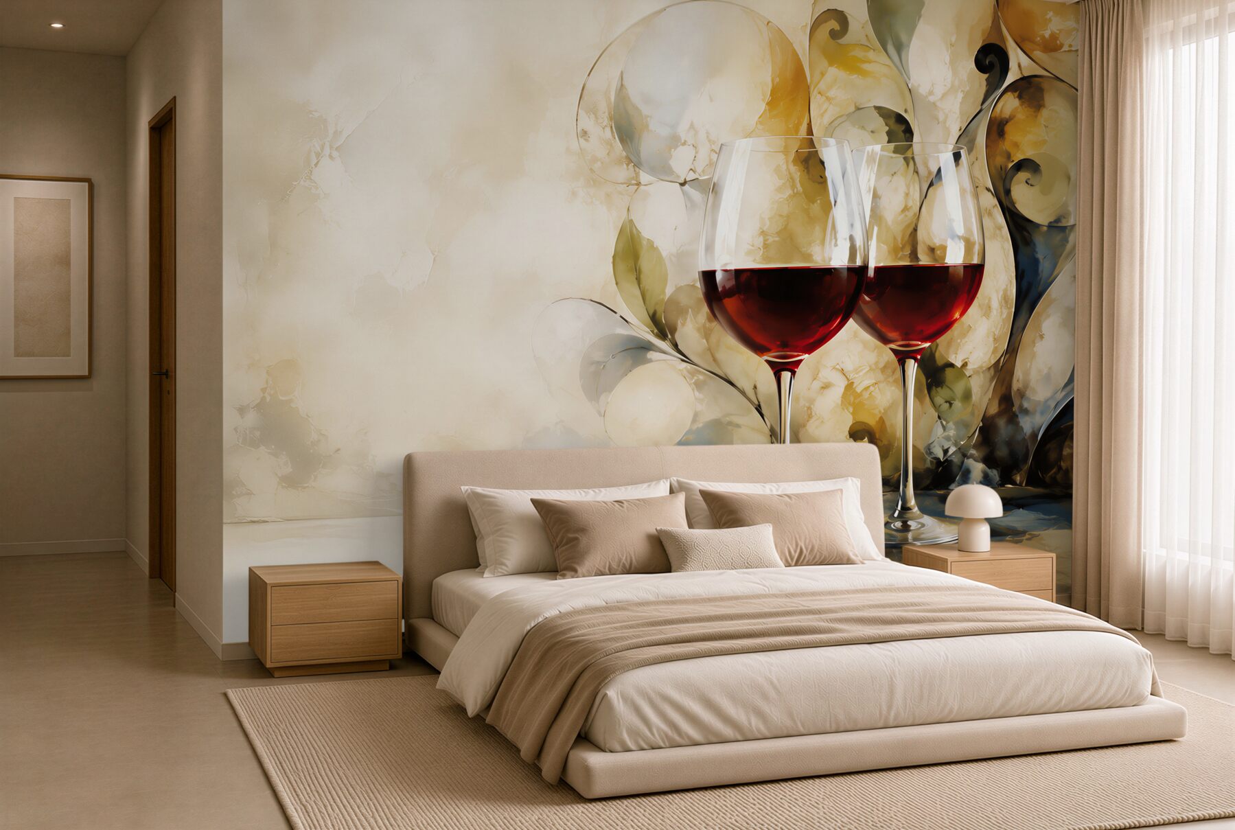 Fototapeten Weinmotiv im kubistischen Stil