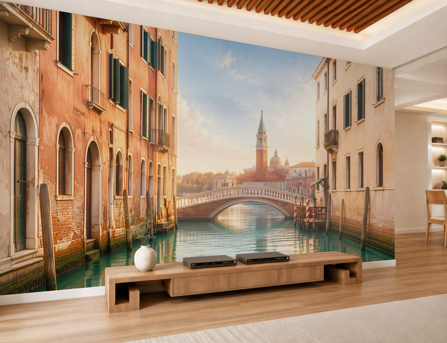 Fototapeten Kanal mit Blick auf das Schloss in Venedig