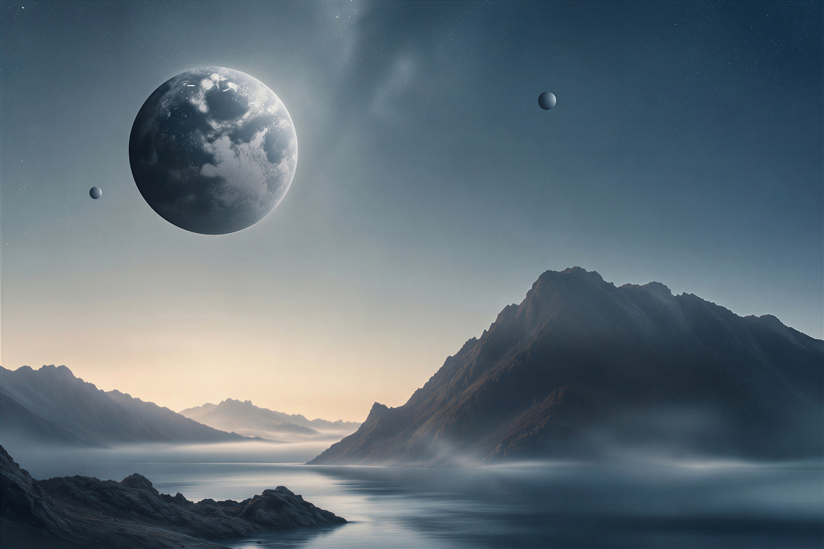 Fototapeten Meteorregen und Mond