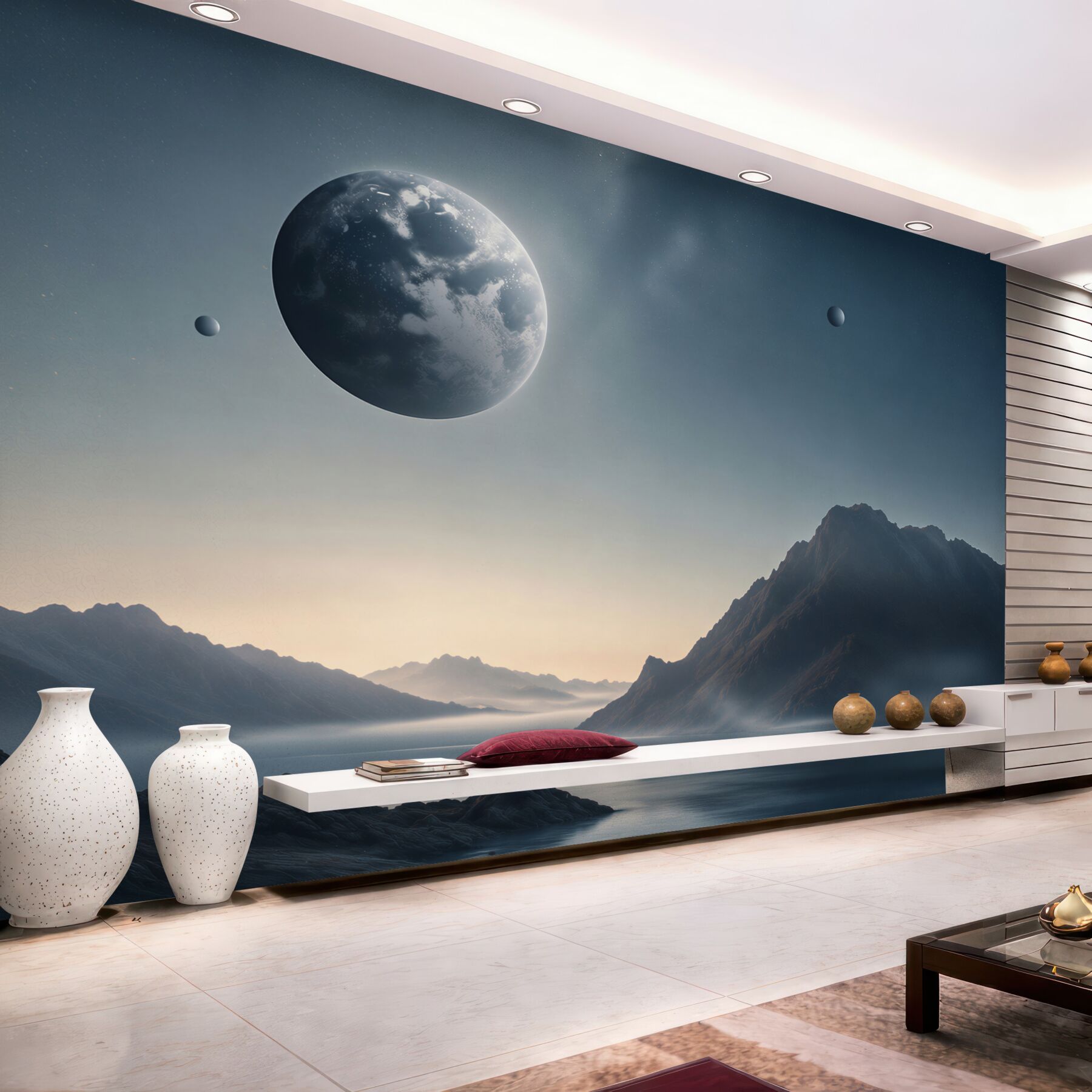 Fototapeten Meteorregen und Mond