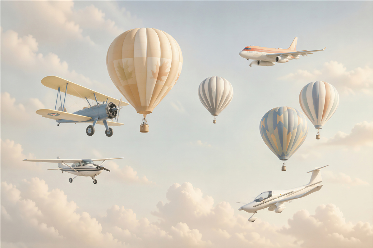 Fototapeten Flugzeug- und Ballonwettbewerb