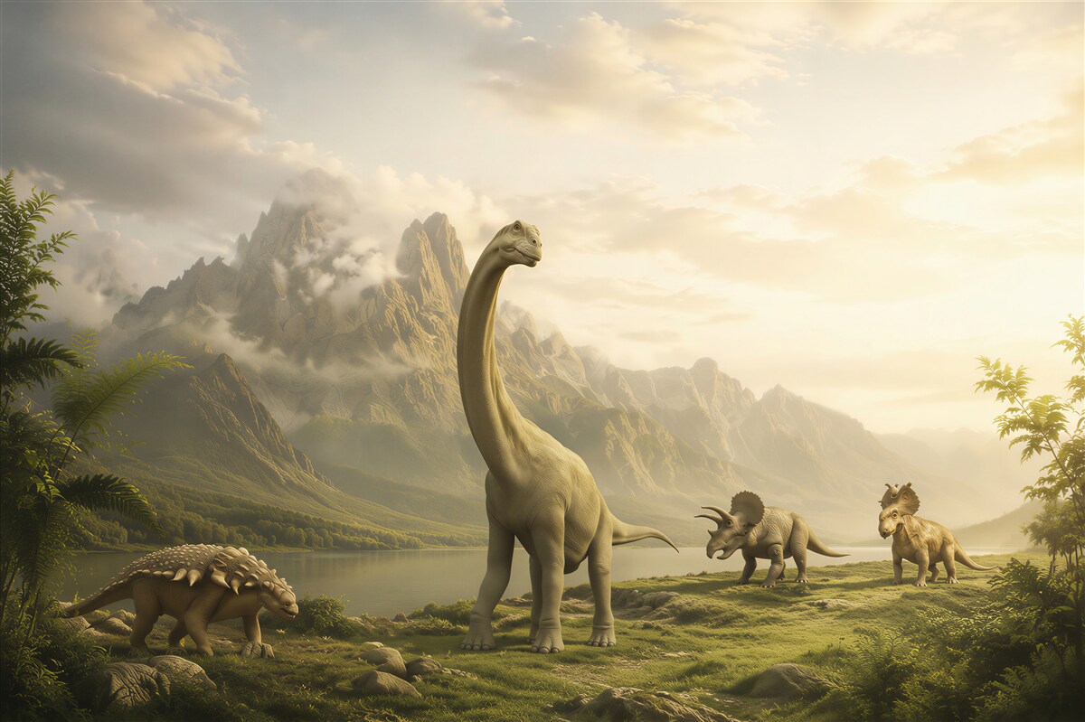 Fototapeten Dinosaurier kommen zum Trinken