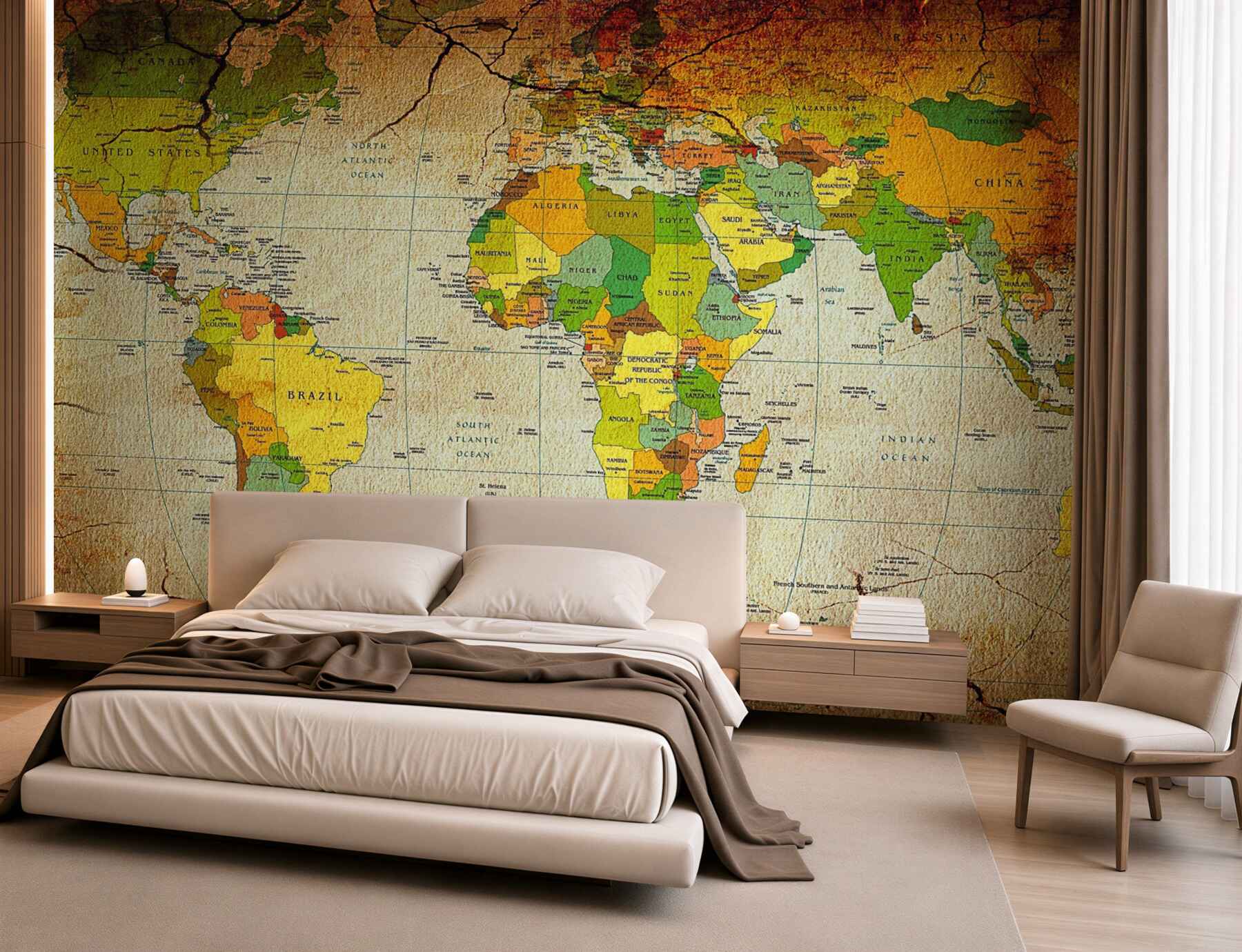 Fototapeten geografische Weltkarte