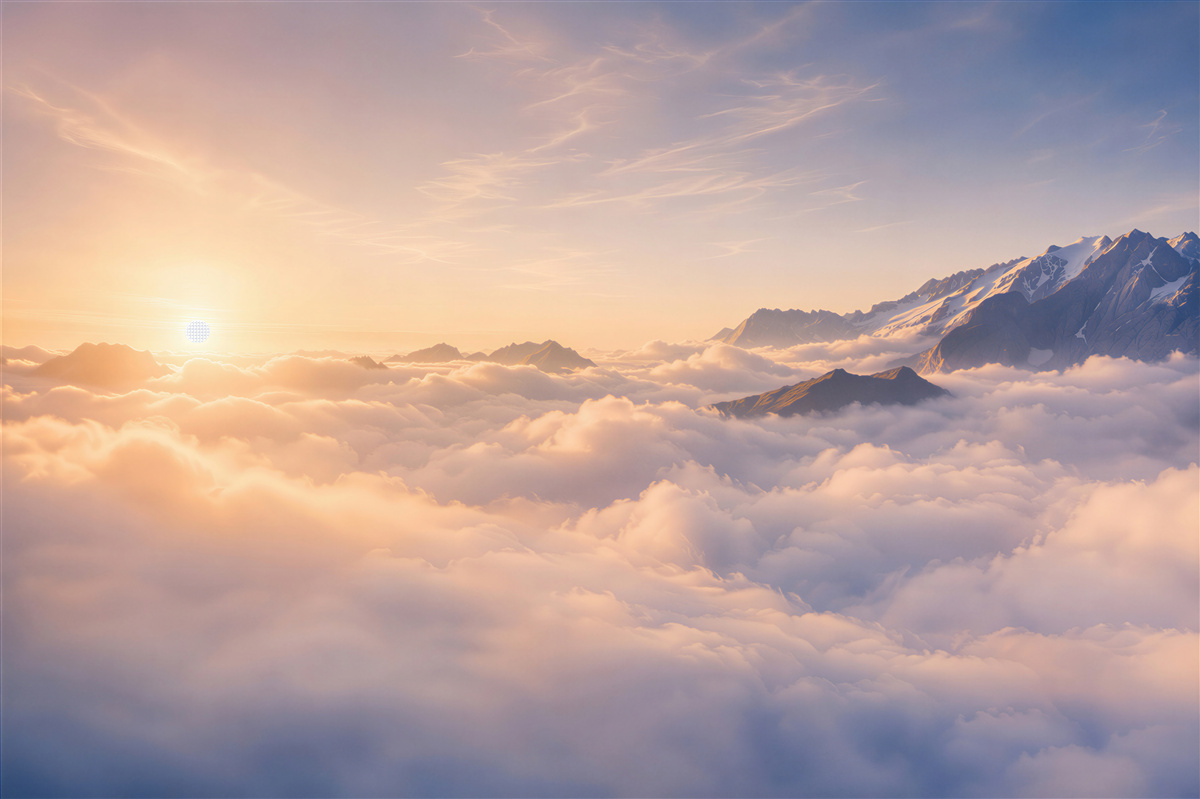 Fototapeten bewölkter Himmel beim Sonnenuntergang