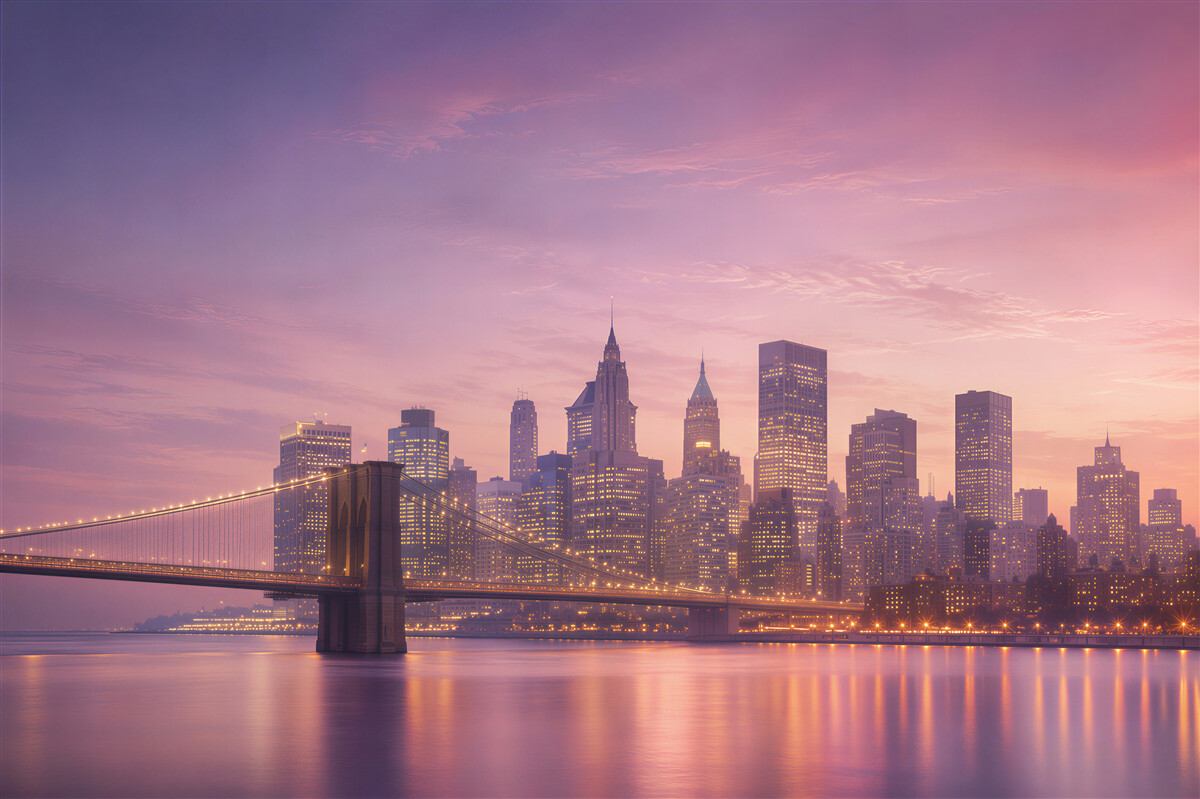 Fototapeten Brooklyn Bridge bei Nacht
