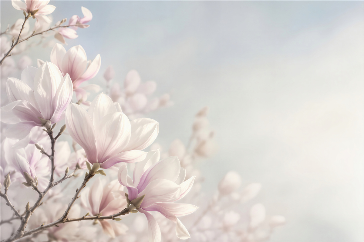 Fototapeten blühender Magnolienbaum