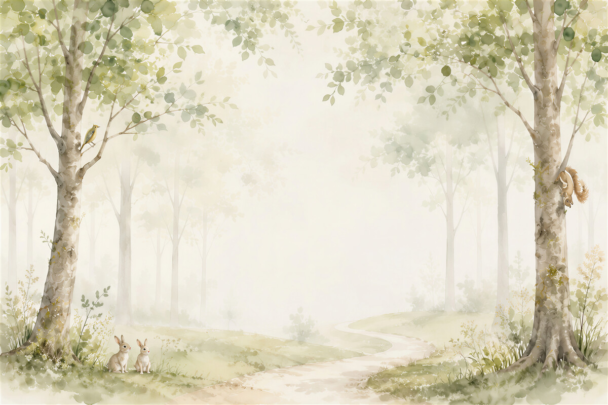 Fototapeten Aquarell Sommerwald