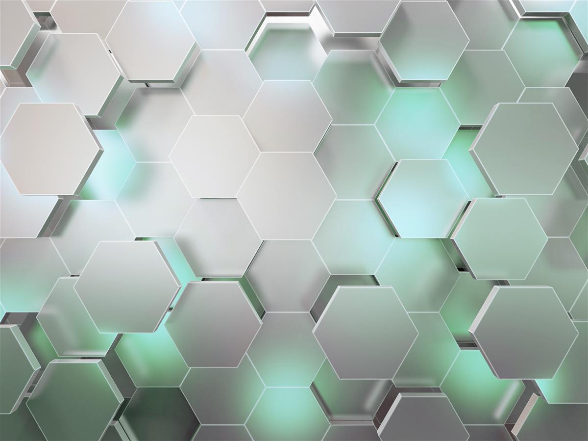 Fototapeten beleuchtete hexagonale Wabe