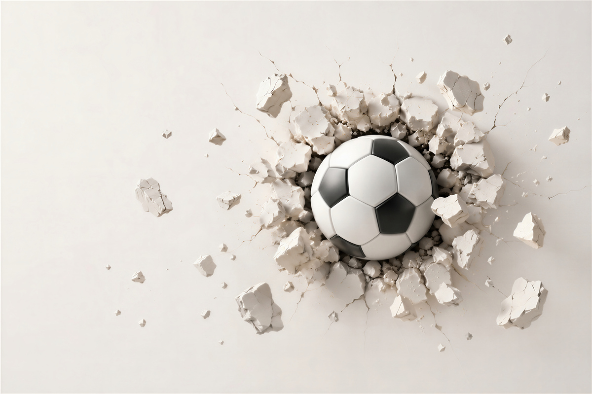 Fototapeten Ball hat die Wand getroffen